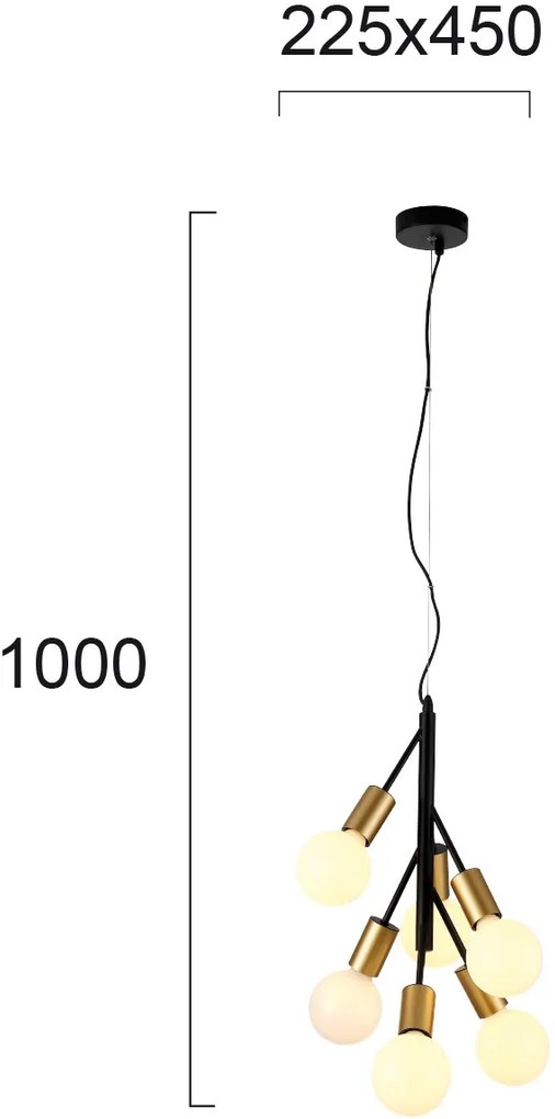 Полилей Viokef Grape осветително тяло с шест светлини-Злато