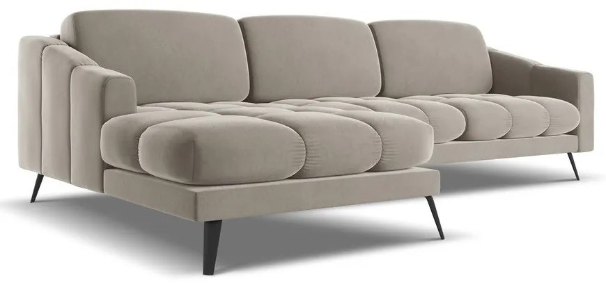 Бежов кадифен ъглов диван (ляв ъгъл) Nalu – Makamii