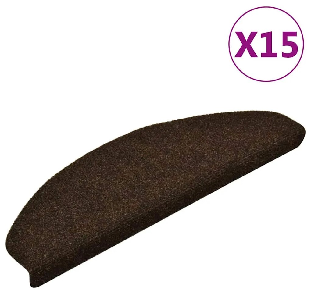 322351 vidaXL Изтривалки за стълби, самозалепващи се, 15 бр., 65x21x4 см, кафяви, полукръгли, големи