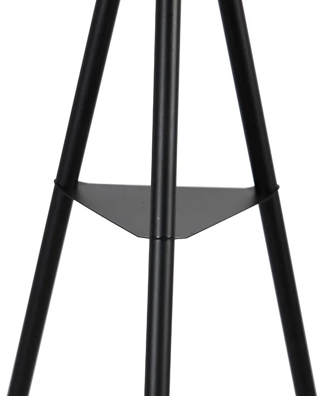 Индустриална подова лампа триножник стомана черна - Bliss Vefa