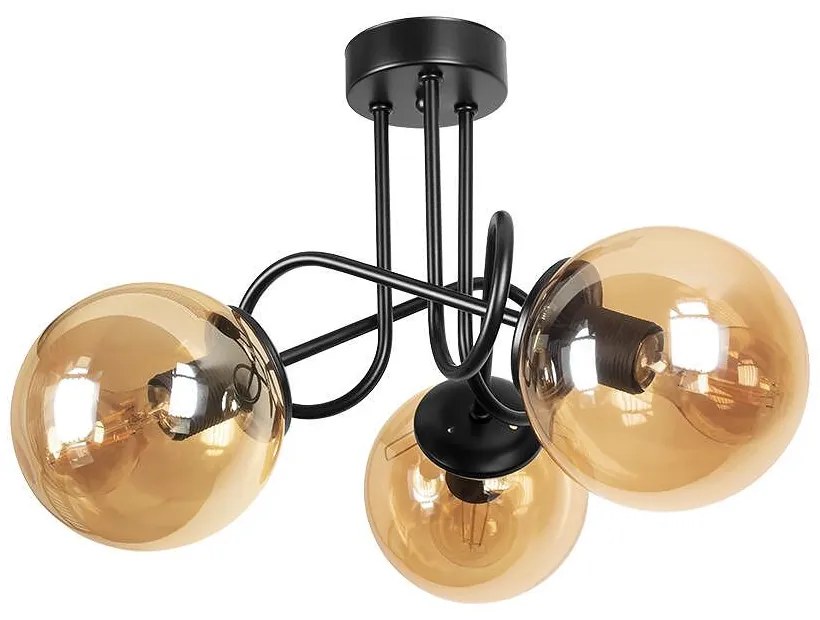Плафон МОНА, черен/мед, 3хE27