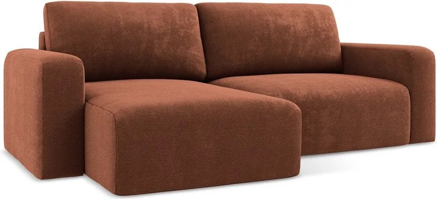 Теракотен шенилов сгъваем/с място за съхранение ъглов диван (ляв ъгъл) Kona – Makamii
