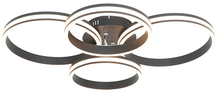 Таванна лампа черна с LED 3-степенен димер 4-светлина - Navara