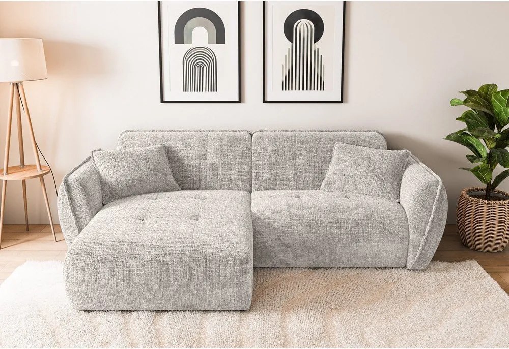 Бежов шенилов ъглов диван (ляв ъгъл) Nelia – Ropez