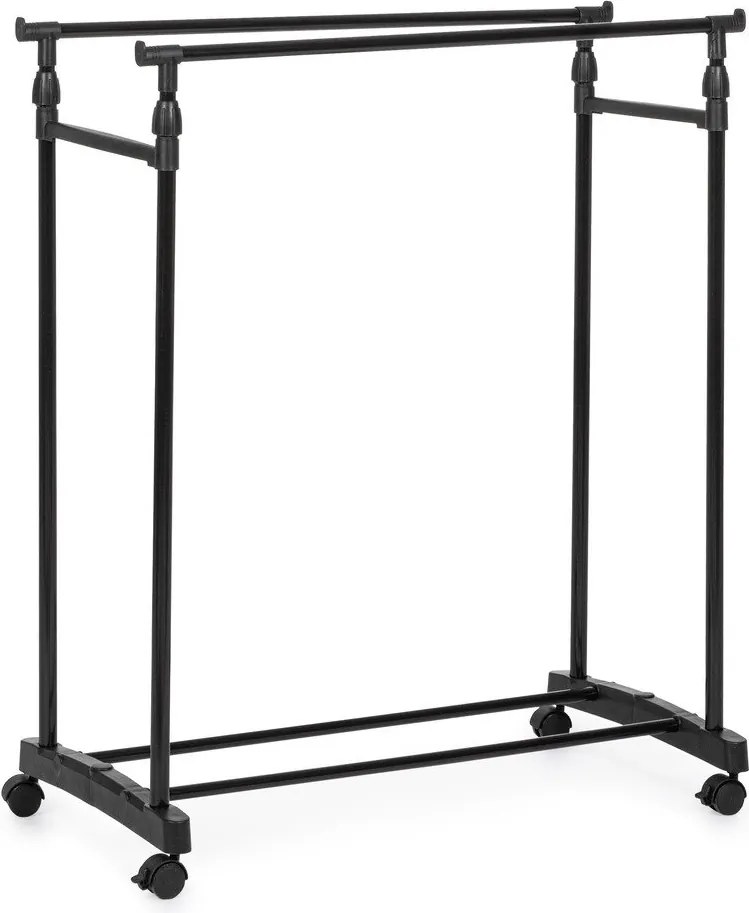 Черна метална стойка за дрехи на колелца 80x160x42 cm Roald – Yes Everyday