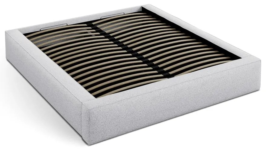 Светлосиво двойно легло 180x200 cm тапицирано с място за съхранение с включена подматрачна рамка Simon Darren – Micadoni