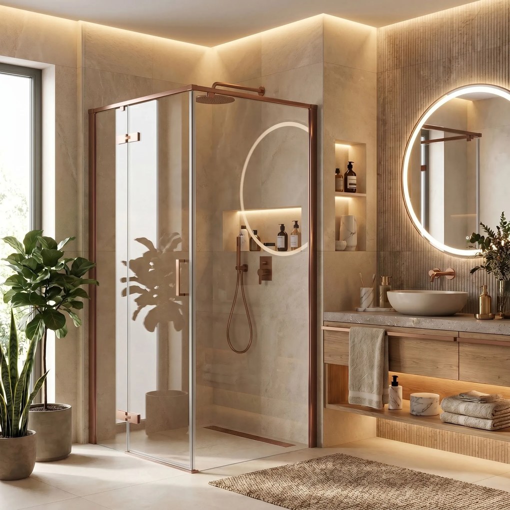 Душ кабина Rea Bruno 90x90 Brush Copper