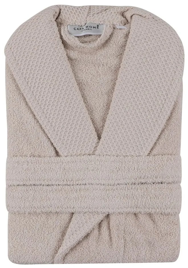 Бежов памучен халат за баня размер L Cappa - Foutastic