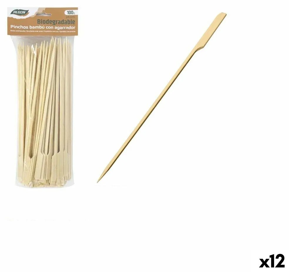 Комплект Шишове за Барбекю Algon Бамбук 100 Части 24 cm (12 броя)