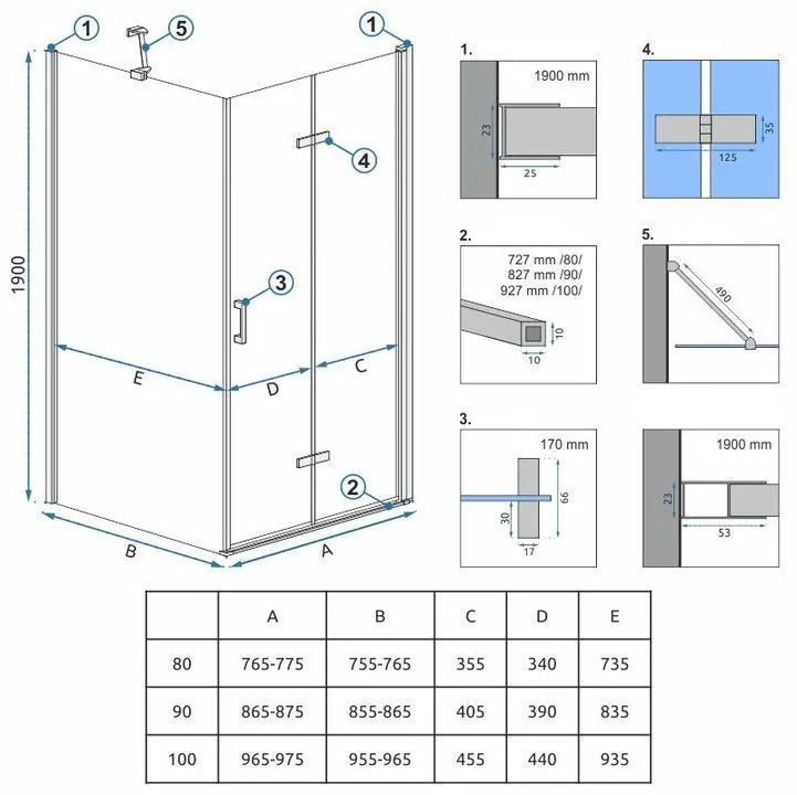 Душ кабина Rea Molier Chrom 90x90