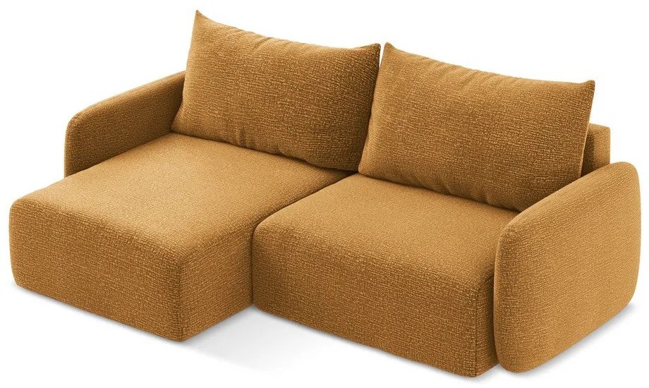 Оранжев разтегателен ъглов диван с място за съхранение (ляв ъгъл) Kalena – Makamii