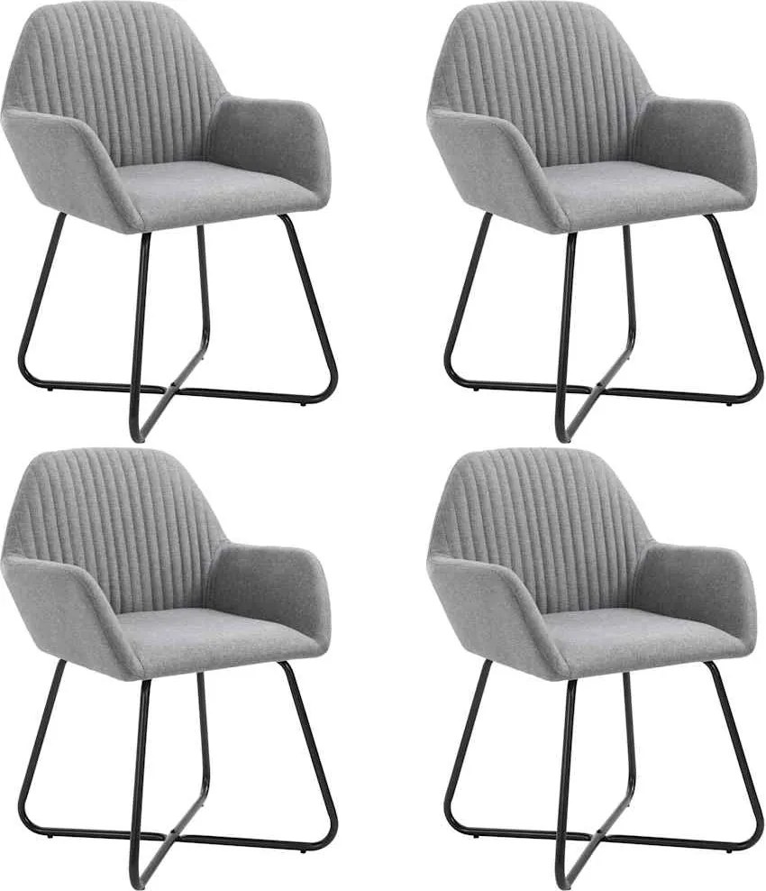 277094 vidaXL Трапезни столове, 4 бр, светлосиви, текстил