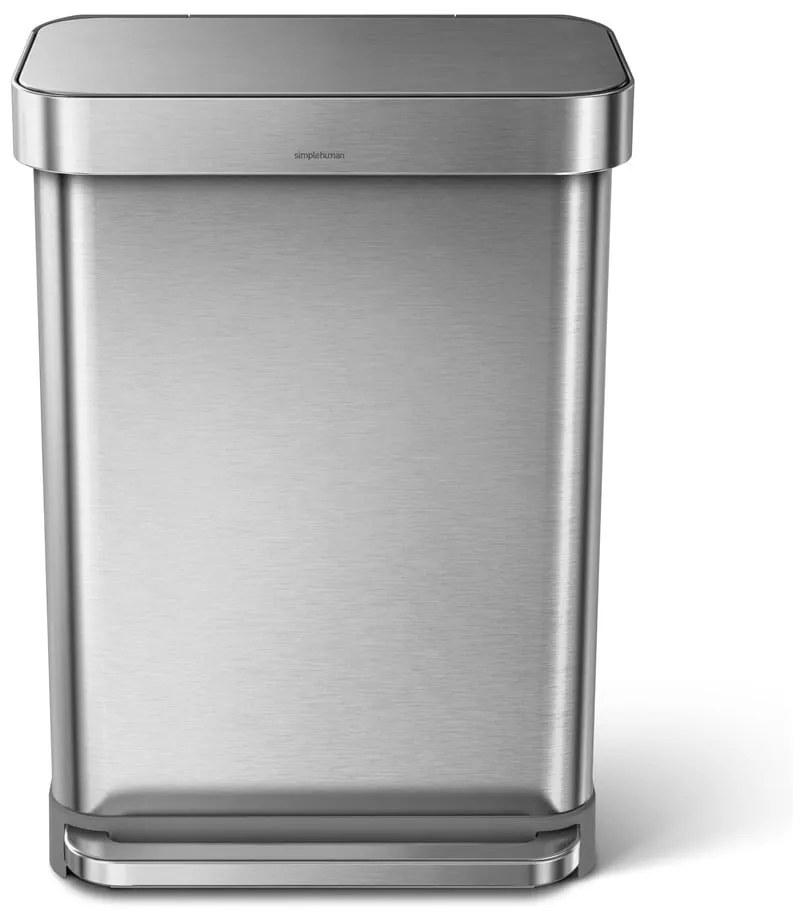 Stříbrný pedálový odpadkový koš simplehuman, 55 l