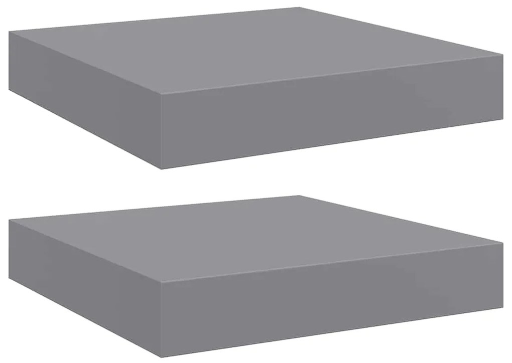 323845 vidaXL Окачени стенни рафтове, 2 бр, сиви, 23x23,5x3,8 см, МДФ
