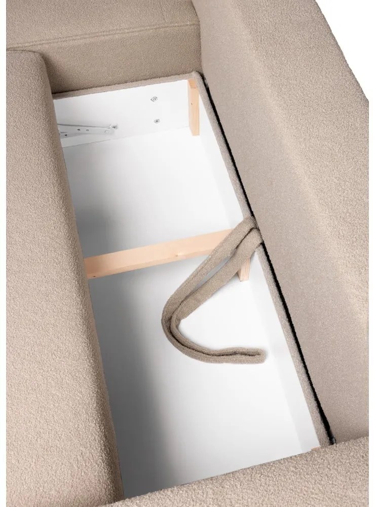 Бежов разтегателен ъглов диван от букле (ляв ъгъл) Quinoa – Bonami Selection