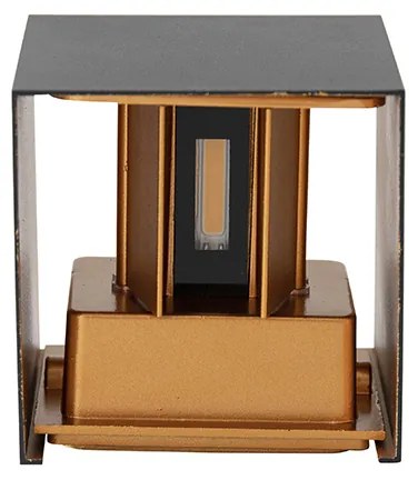 Външна стенна лампа черна със злато с LED 2-светлина IP54 - Edwin