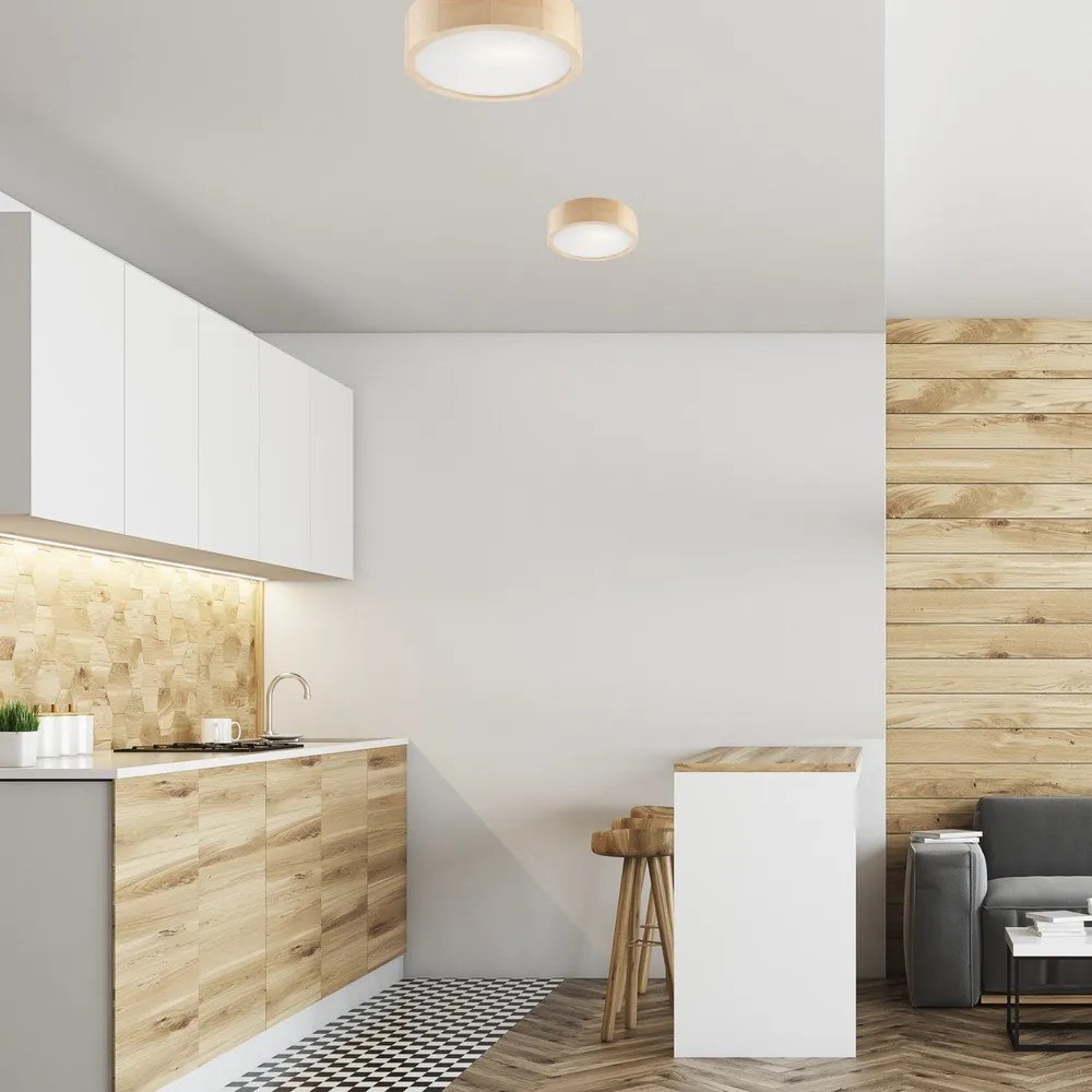 Светлокафява лампа за таван със стъклен абажур ø 27 cm Eveline - LAMKUR