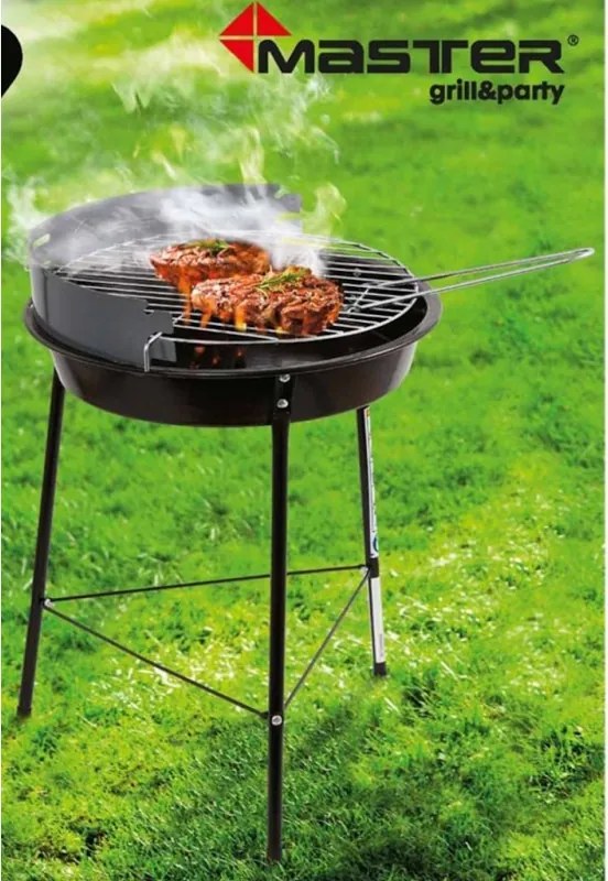 Барбекю на дървени въглища MasterGrill MG930, 32 см диаметър, Метал, Черен