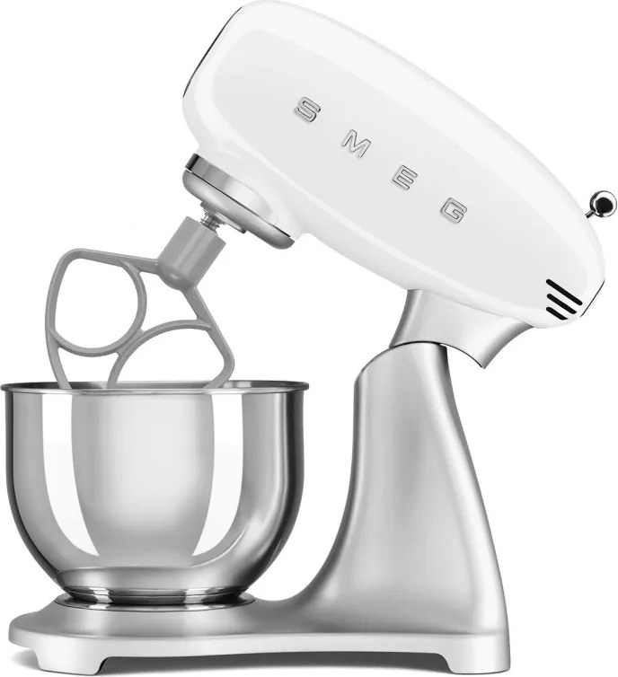Планетарен миксер Smeg SMF04WHEU, 800W, 4.8 л, 10 скорости, Функция за плавен старт, Крачета против хлъзгане, Бял/Инокс
