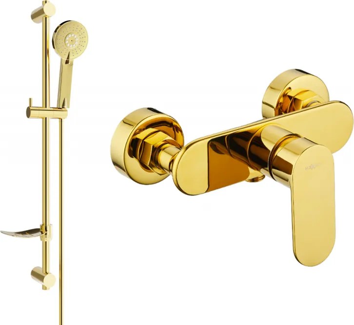 Mexen Milo DF40 душ батерия с душ комплект, златна - 7134R40-50