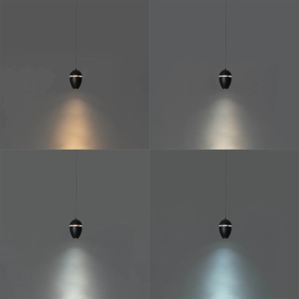 Модерна черна висяща лампа за 1-фазна релсова система, включително LED - Magnetic Eggy