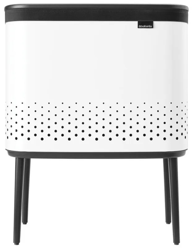 Кош за пране Brabantia Bo 1004174, 60 л, Пълнене без отваряне, Вентилационни отвори, Регулируеми крачета, Бял