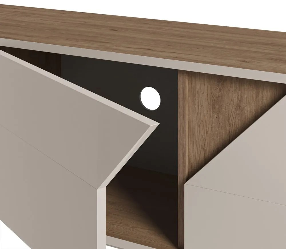 Кремавo-естествен скрин от декор от дъб 150x55x35 cm Lilou – Marckeric