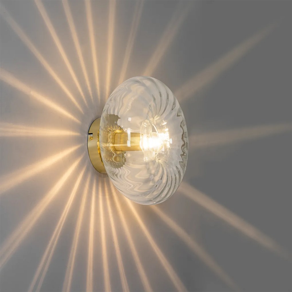 Стенна лампа в стил арт деко златиста със стъкло - Ayesha