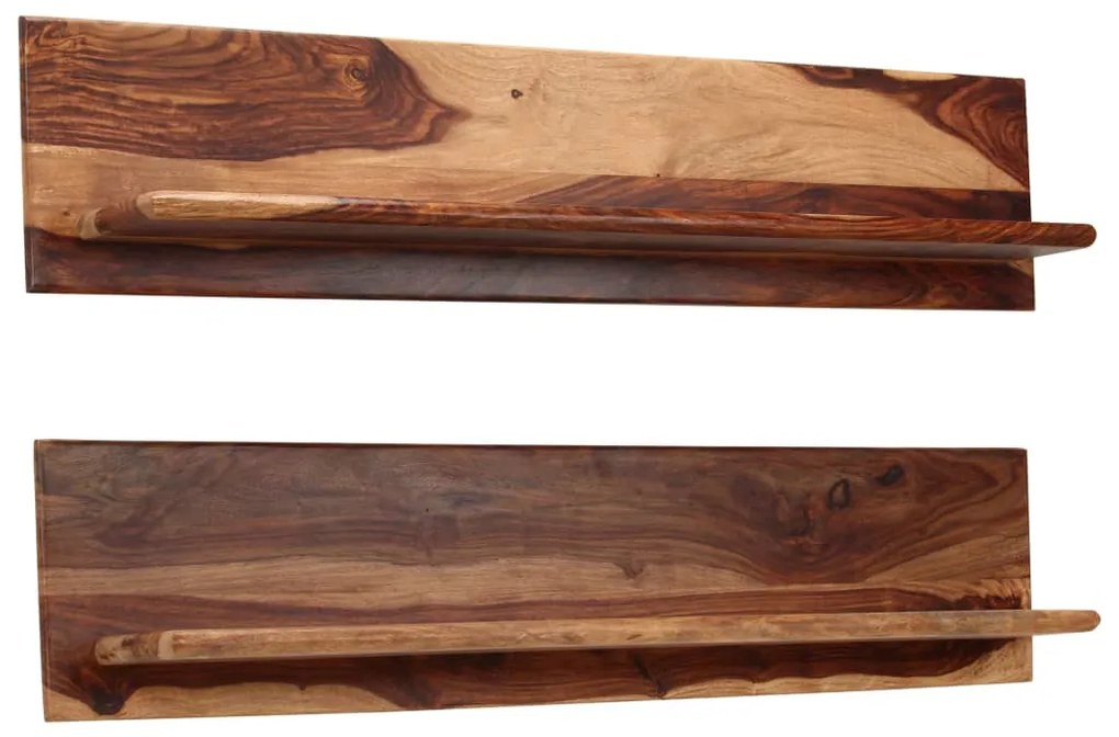 247931 vidaXL Рафтове за стена, 2 бр, 118x26x20 см, акация масив
