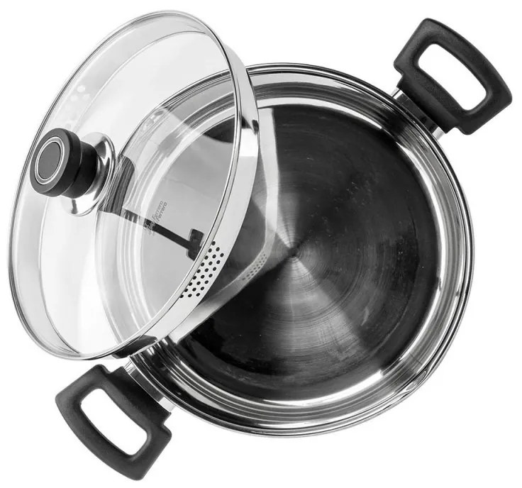 Тенджера Luigi Ferrero Sophia FR-3406, 26x14 см, 7 л, Стомана 18/10, Стъклен капак, Индукция, Инокс