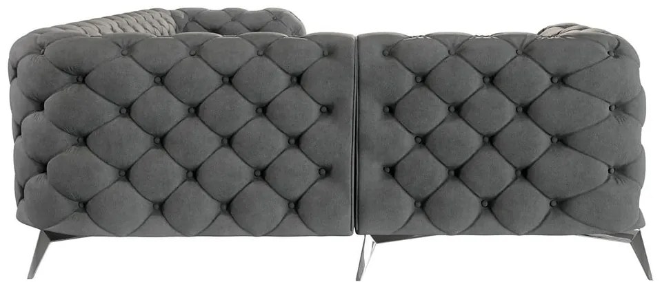 Сив кадифен ъглов диван (ляв ъгъл/L форма) Chelsea – Ropez