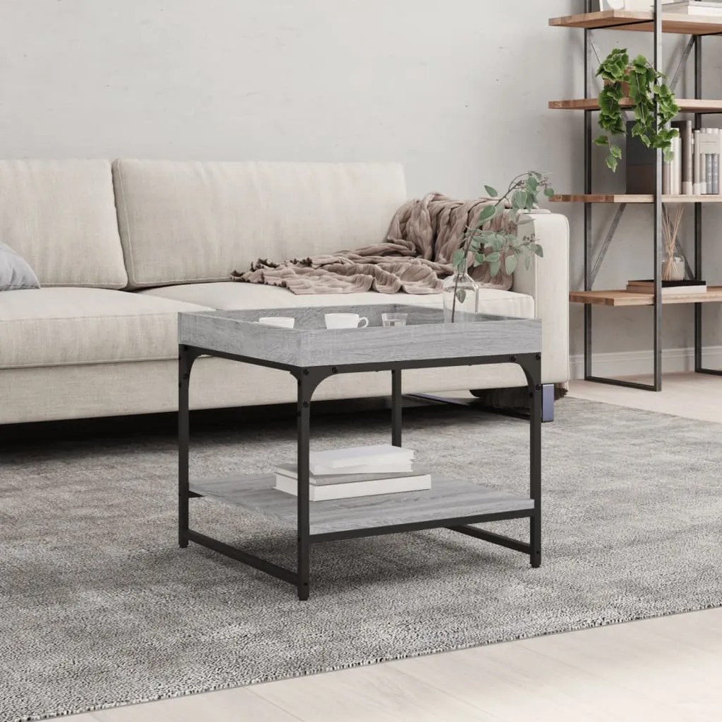 832811 vidaXL Кафе маса, сив сонома, 49,5x49,5x45 см, инженерно дърво