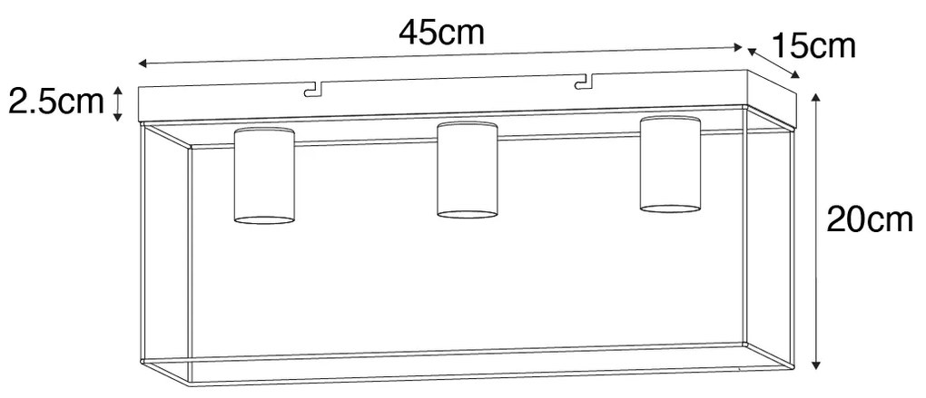 Минималистичен таванен аплик черен 3-светлина - Kodi