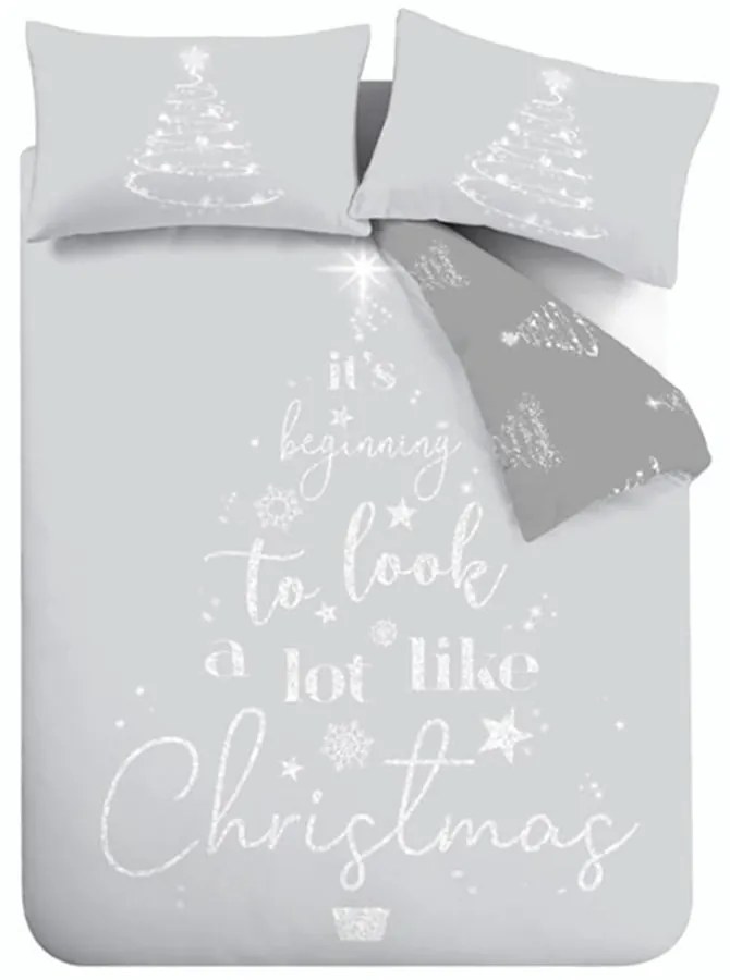 Сиво двойно спално бельо 200x200 cm A Lot Like Christmas – Catherine Lansfield
