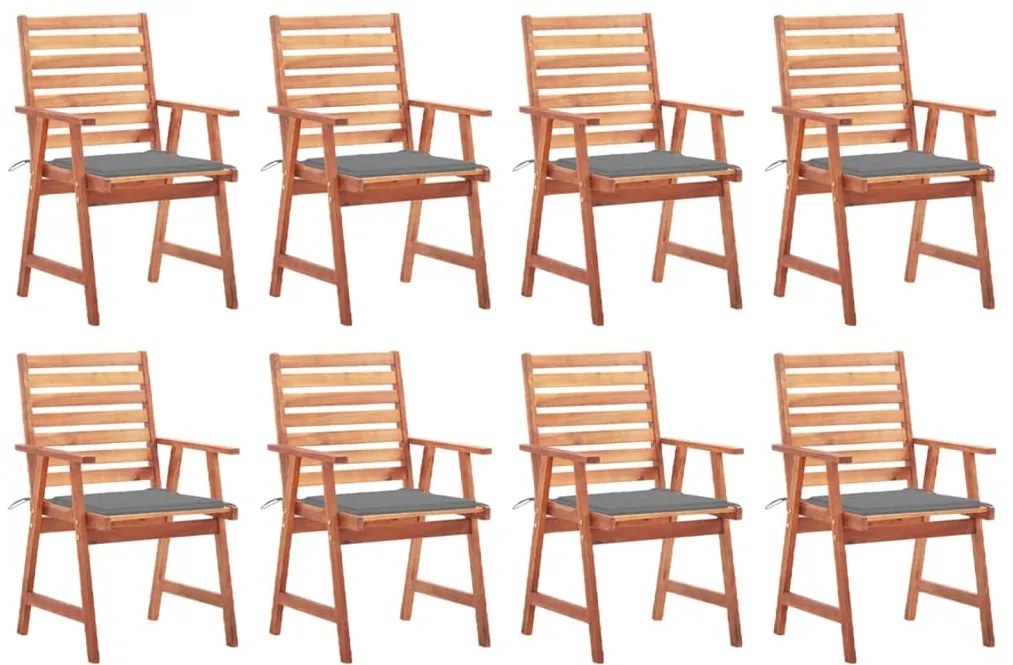 3078375 vidaXL Градински трапезни столове, 8 бр, с възглавници, акация масив