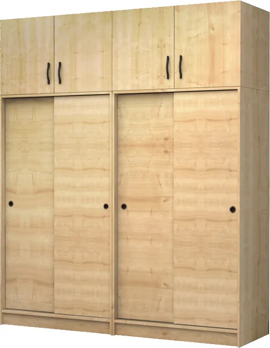 Четирикрилен гардероб Regio TopMebel с плъзгащи врати в цвят дъб 200x60x240cm