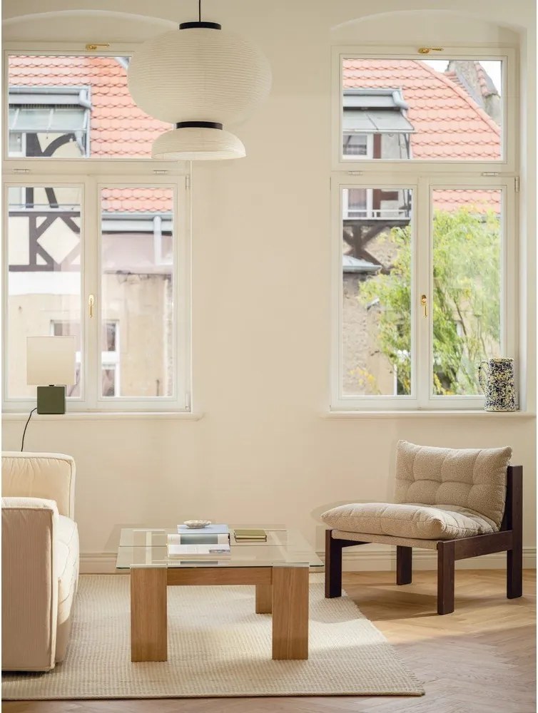 Масичка за кафе със стъклен плот в естествен цвят 86x132 cm Naiko – noo.ma