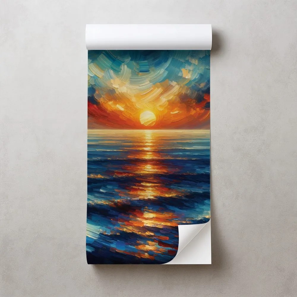 Самозалепващ фототапет – Драматичен залез над океана