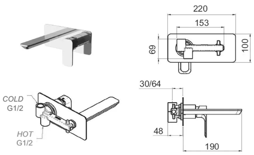 Бяла вградена батерия за мивка (1 изход) Spy – Sapho
