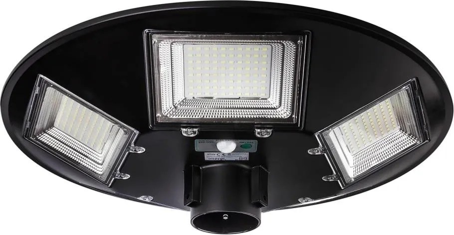 LED соларна улична лампа със сензор LED/22W/6V 6500K IP65 черна + дистанционно управление
