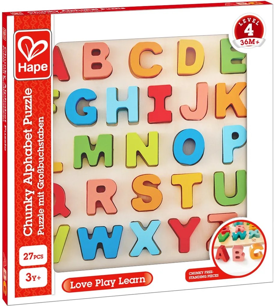 Hape - Дървен пъзел Азбука главни букви