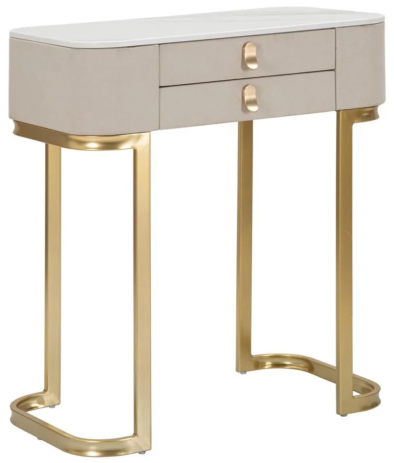 Бежова/ в златист цвят конзолна маса с плот от имитация на мрамор 40x70 cm Beauty – Mauro Ferretti