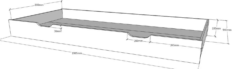 Антрацитна кутия за съхранение на детско легло 90x200 cm DALLAS – Vipack