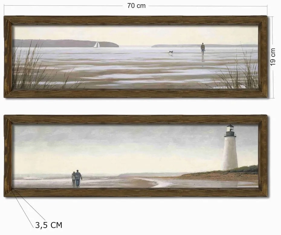 Картини в комплект от 2 бр. 70x19 cm Shore - Wallity