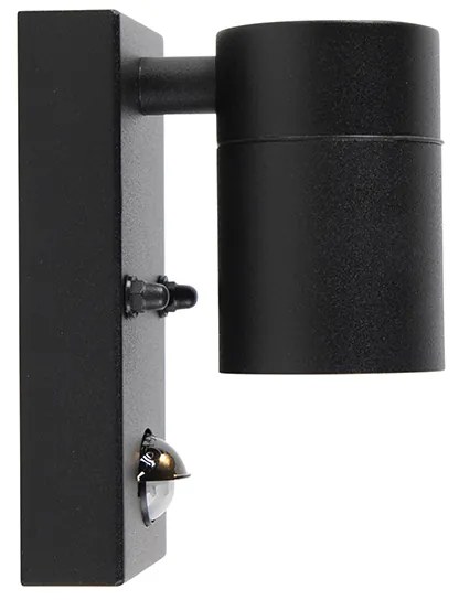 Външна стенна лампа черна с датчик за движение IP44 - Solo