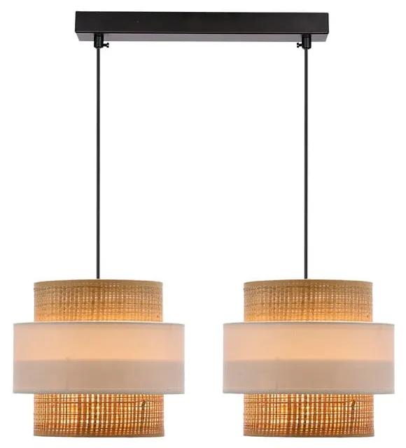 Висяща лампа с абажур от ратан в бял и естествен цвят ø 20 cm Rattan - Candellux Lighting