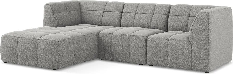 Сив ъглов диван от прежда с примки от букле (ляв ъгъл) Aloha – Makamii