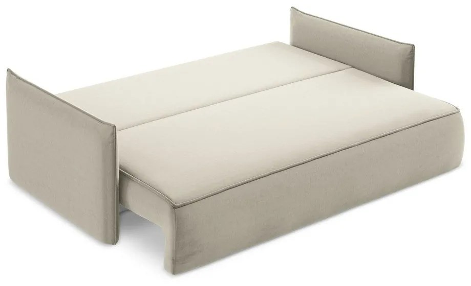 Бежов кадифен разтегателен диван с място за съхранение 225 cm Hula – Makamii