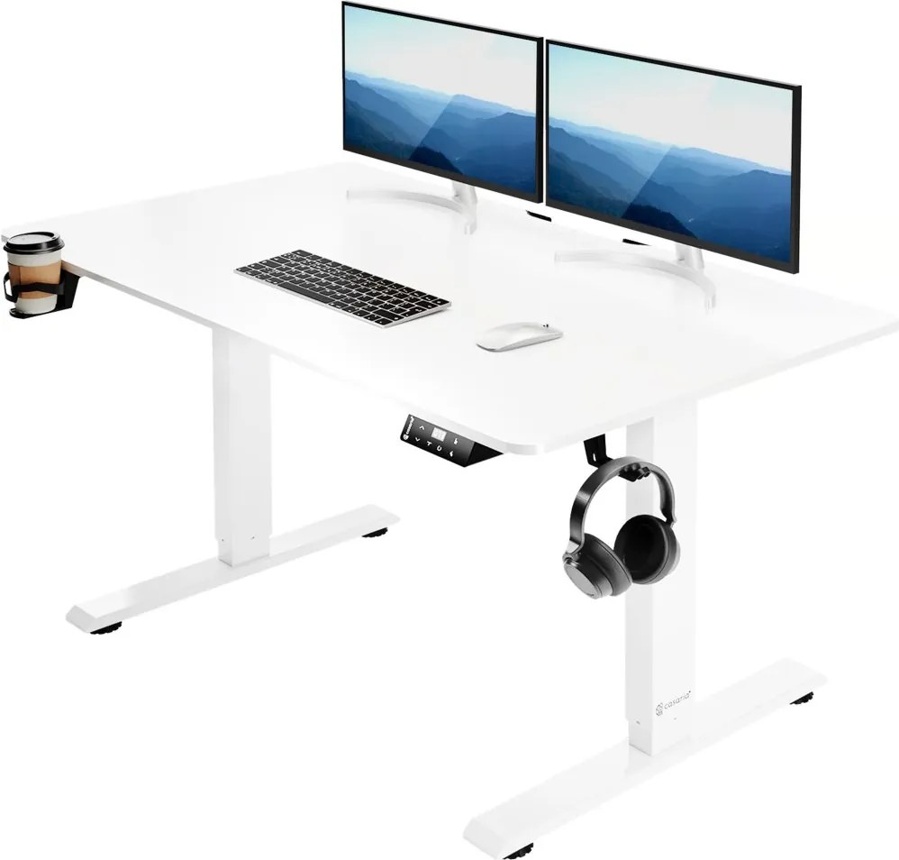 Електрическо бюро с регулиране на височината 110 x 60 см x 73–118 см с LCD дисплей Бял