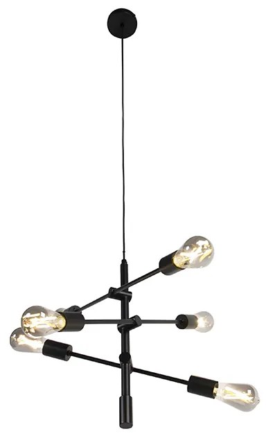 Интелигентна индустриална висяща лампа черна, включваща 6 WiFi ST64 - Sydney
